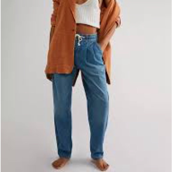 We The Free Luna Denim Pull On Cotton Jeans in Stardust Blue - Size Medium - Picture 1 of 10